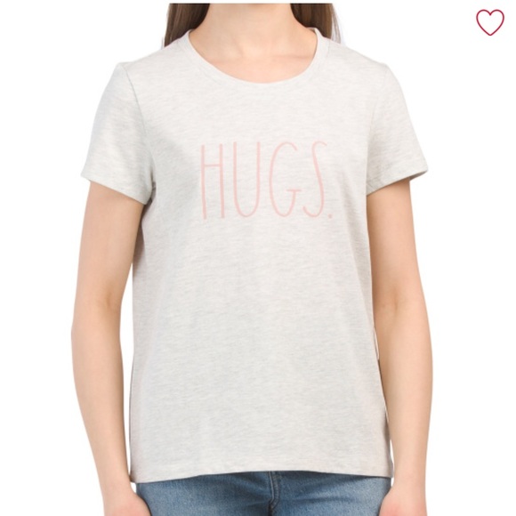 NWT Rae Dunn HUGS T-Shirt in Heather Oatmeal - Picture 11 of 11